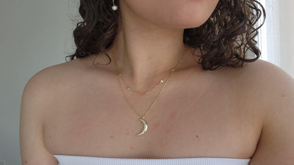 Gold Double-Chain Moon Necklace