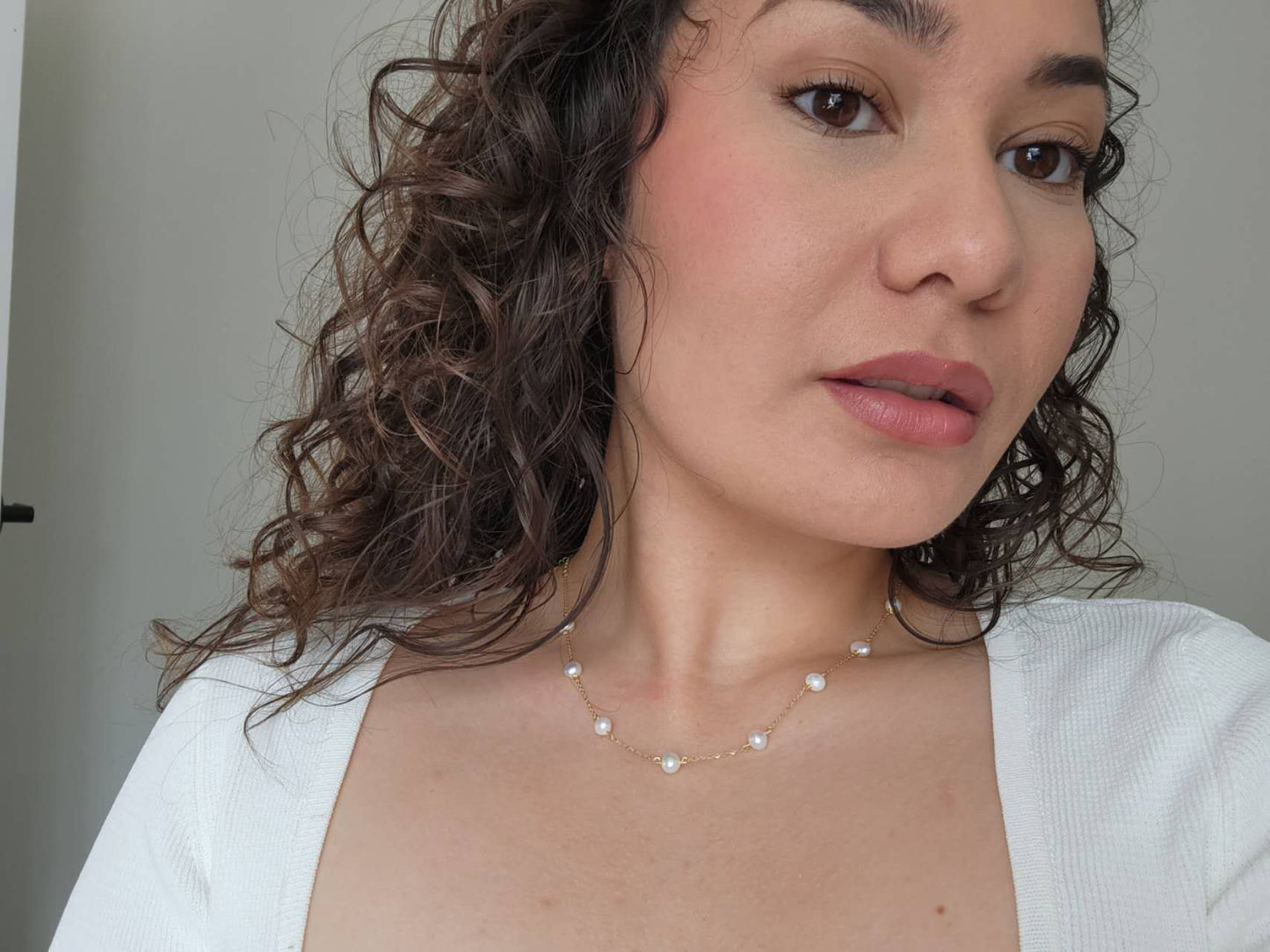 Gold Pearl Chain Necklace