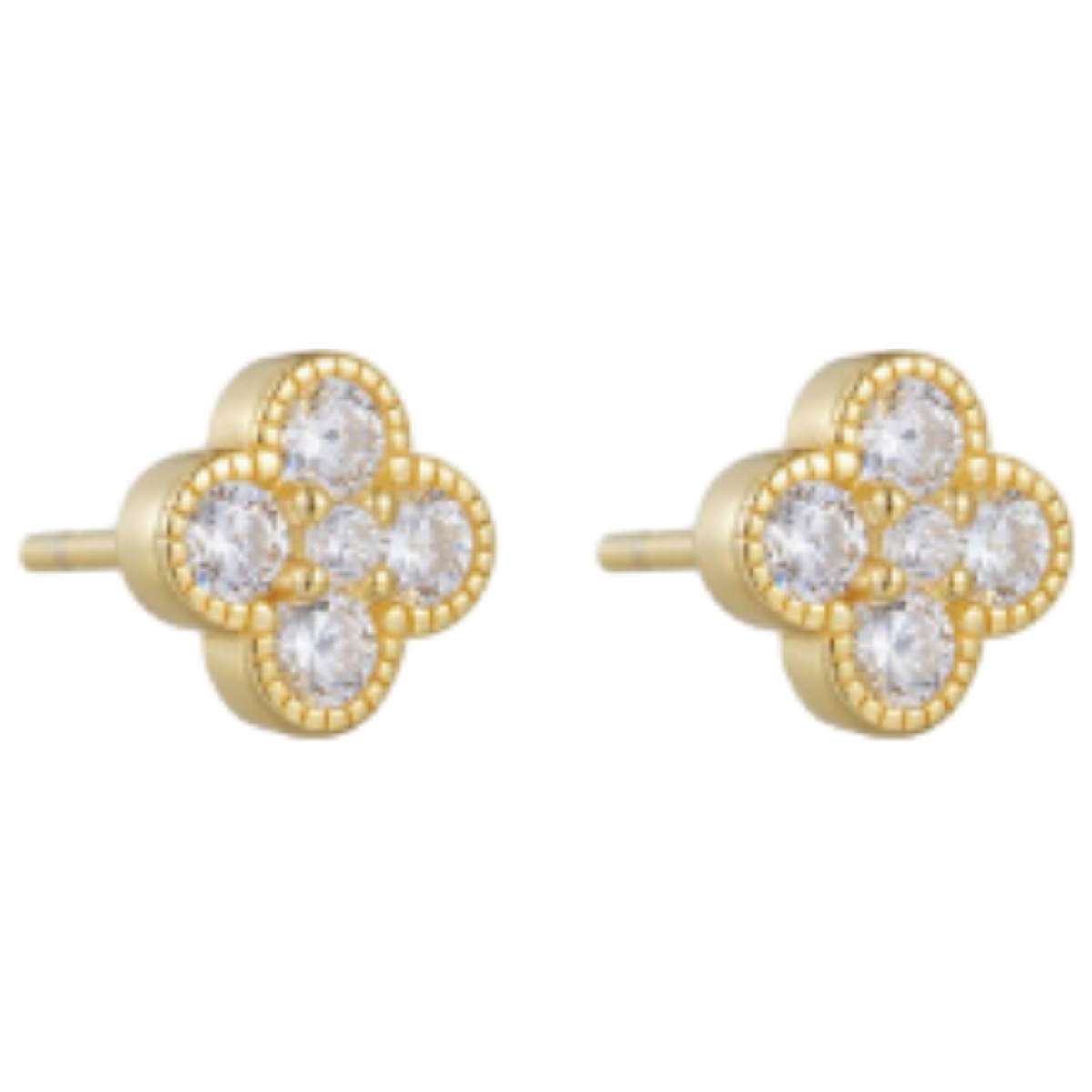 Lucky Clover Stud Earrings – Gold