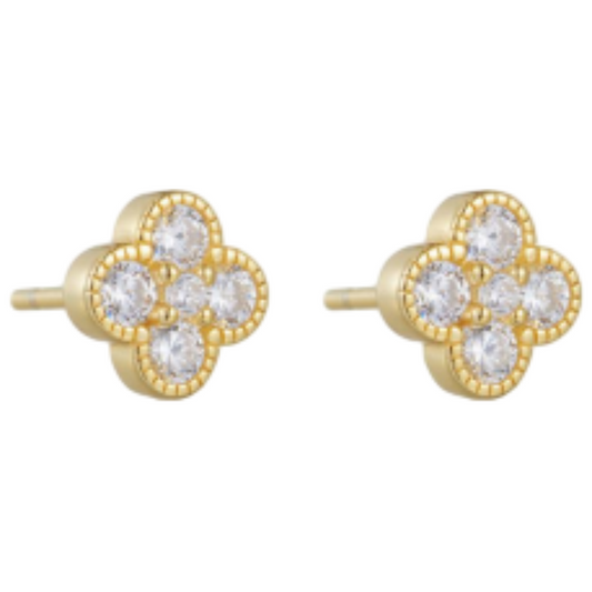 Lucky Clover Stud Earrings – Gold
