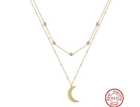 Gold Double-Chain Moon Necklace