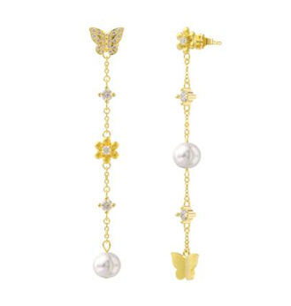Butterfly Pearl Dangle Earrings
