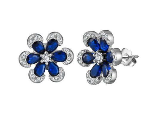 Sapphire Flower Earrings