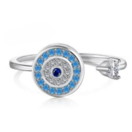 Evil Eye Open Ring - Silver